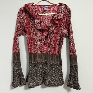 NWOT Laura Scott Ruffle Blouse Stretchy XL